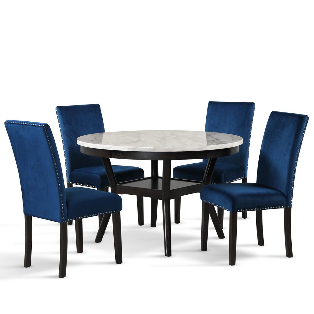 Furniture Celeste Faux Marble & Wood Dining Table in Espresso. Picture 6