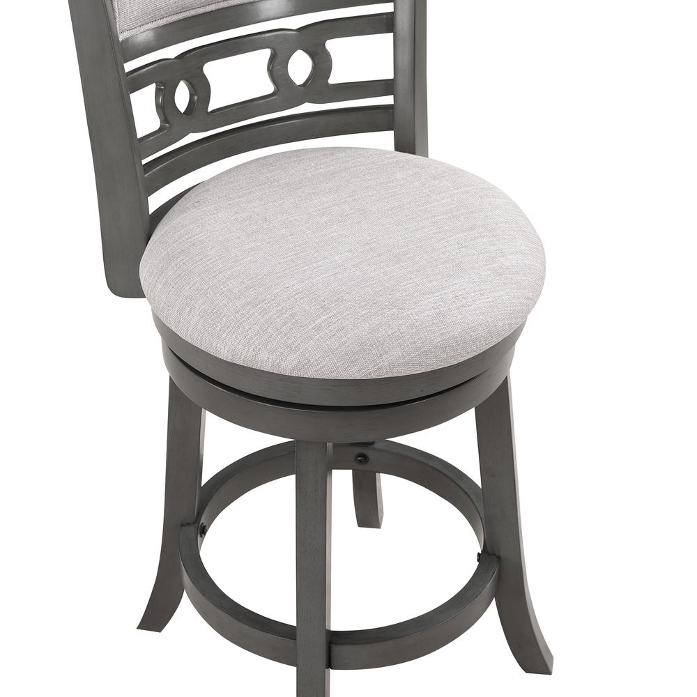 Gia 24" Solid Wood Swivel Counter Stool with Fabric Seat in Gray. Picture 4