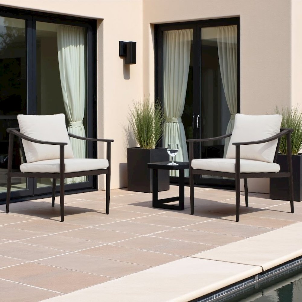 White Outdoor Chairs Set of 2, Metal Patio Chairs for Garden or Deck Use. Picture 2