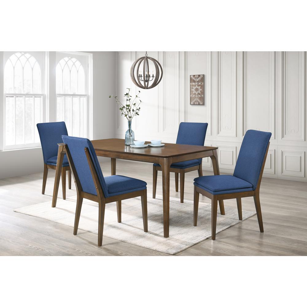 Maggie Dining Chair W/Blue Cushion-Walnut (2pcs). Picture 7
