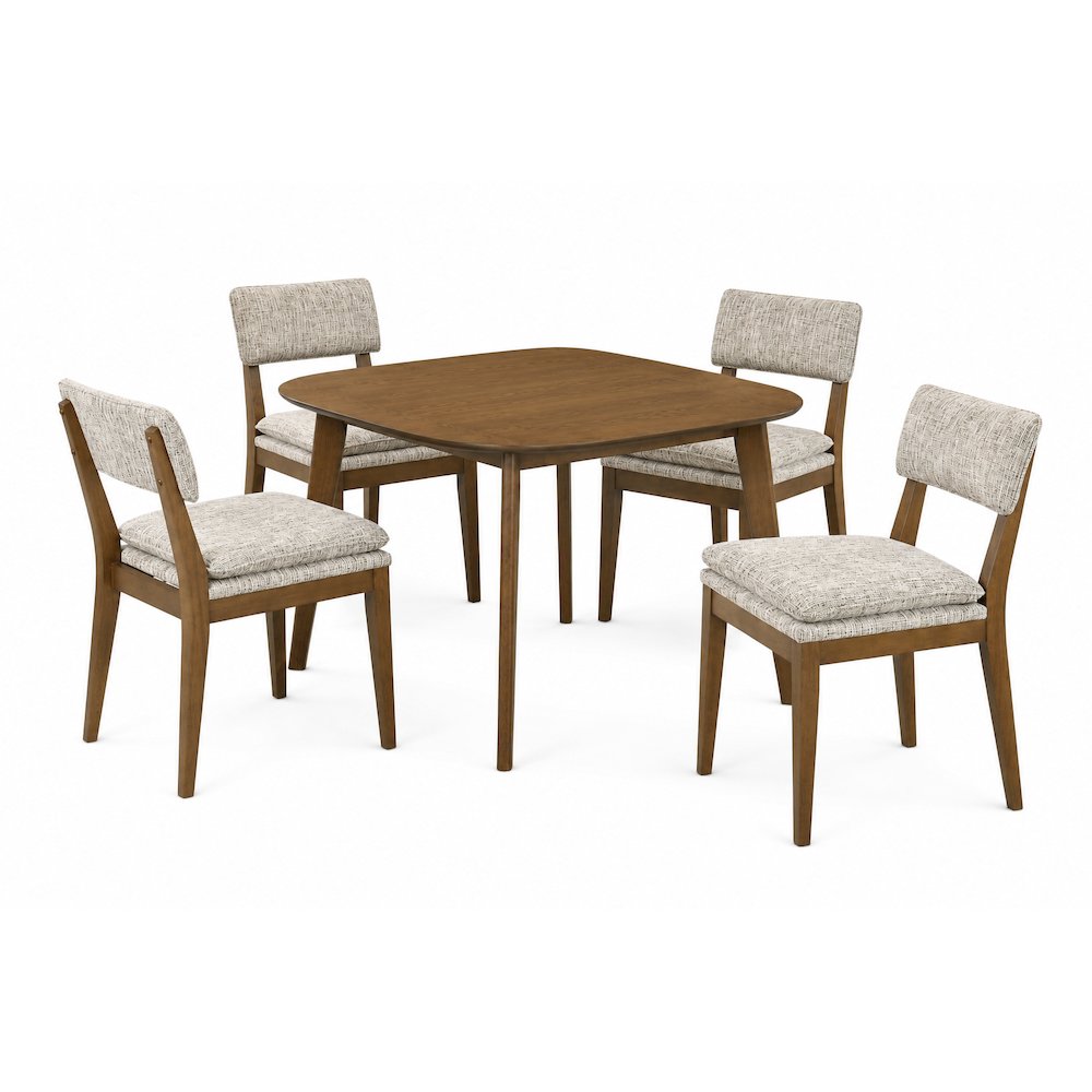 Miller 5-Pc Wood Square Dining Set w Side Chairs in Walnut. Picture 1