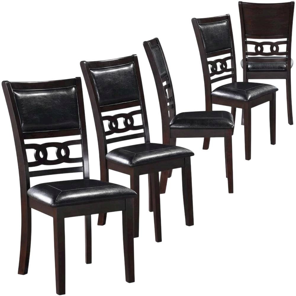 Solid Wood Upholstered Dining Chairs, Ebony, Set of 6. Picture 1