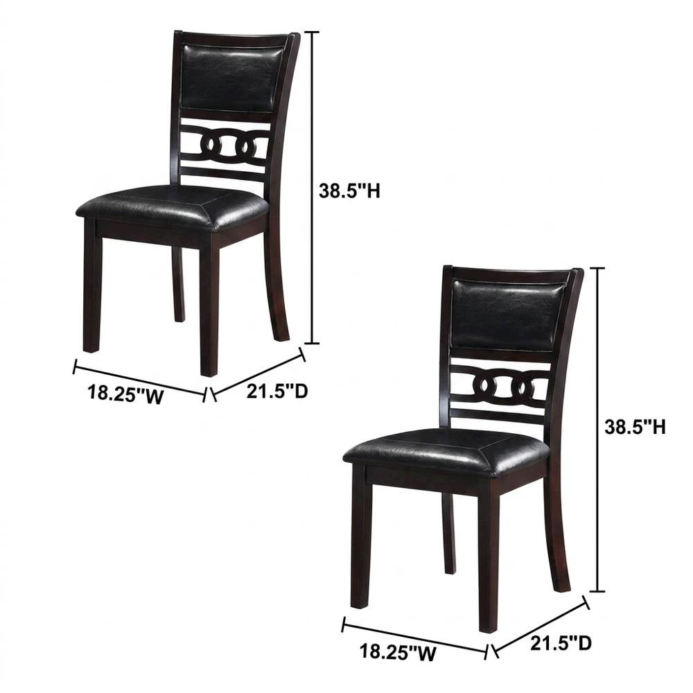 Solid Wood Upholstered Dining Chairs, Ebony, Set of 6. Picture 5