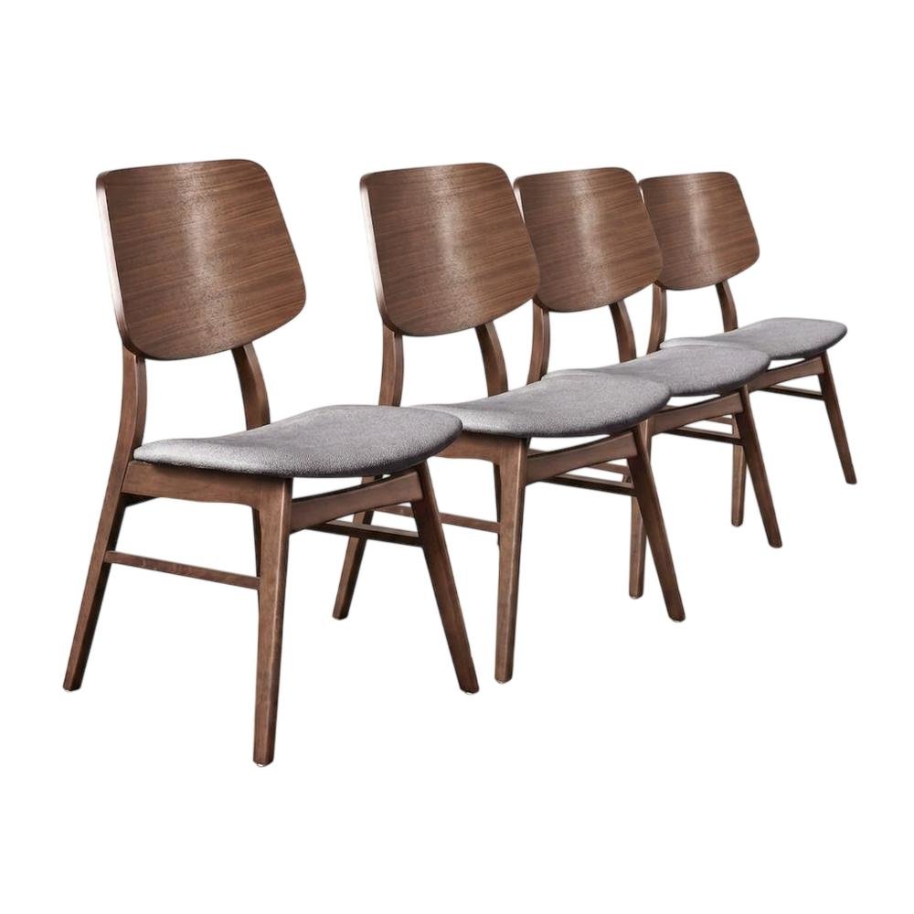 Solid Wood Upholstered Dining Chairs, Dark Gray, Set of 4. Picture 1