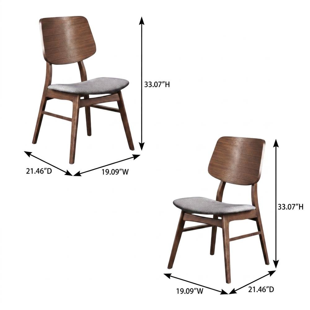 Solid Wood Upholstered Dining Chairs, Dark Gray, Set of 6. Picture 5