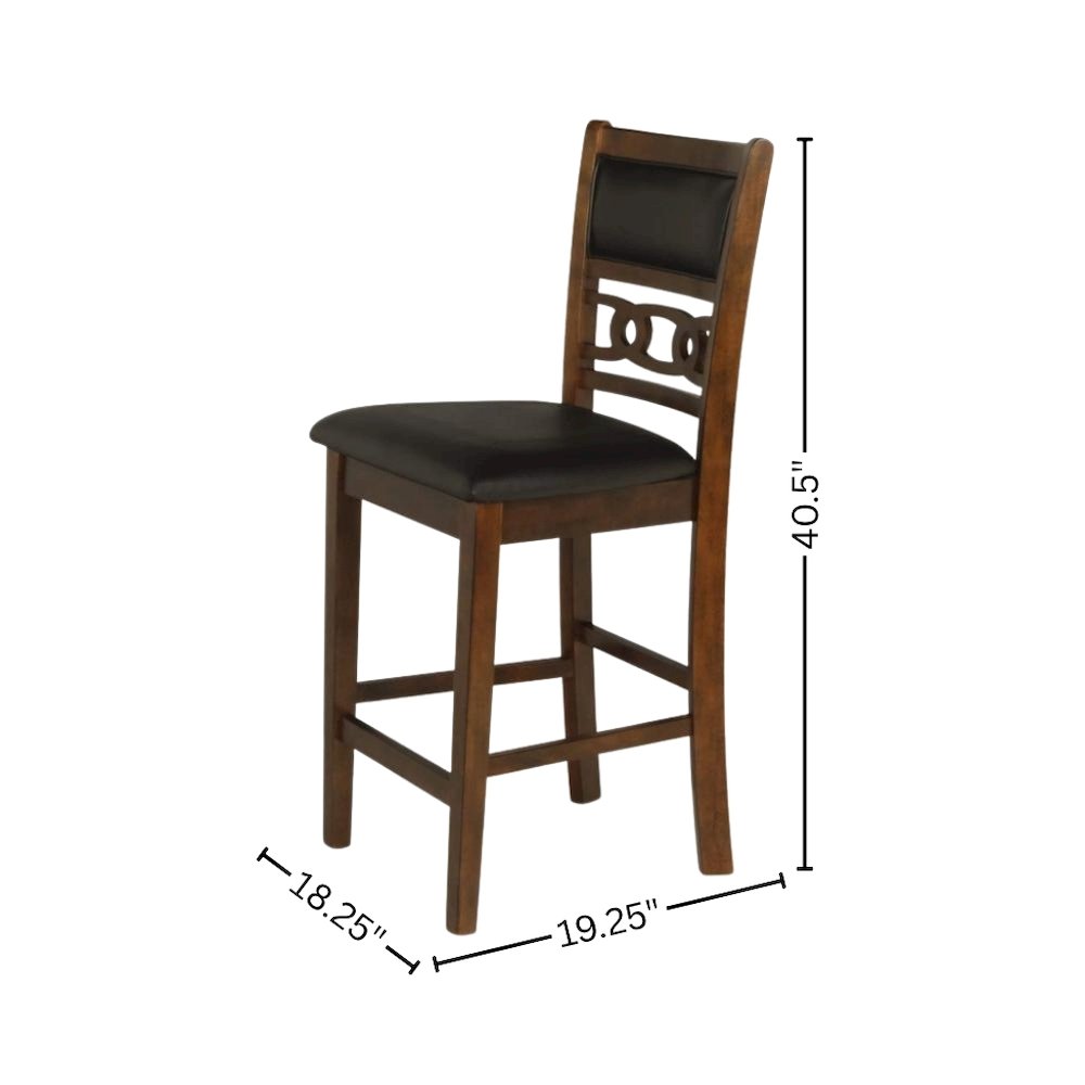 Brown Wood Counter Height Dining Chair Set of 4, PU Seat, Solid Construction. Picture 5