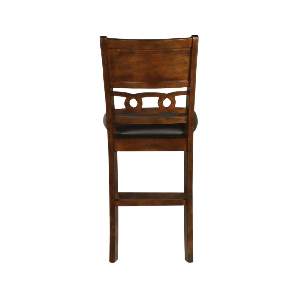 Brown Wood Counter Height Dining Chair Set of 4, PU Seat, Solid Construction. Picture 3