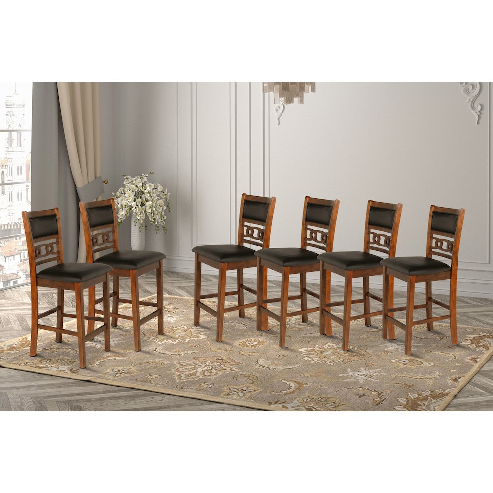 Gia Wood Counter Dining Chair in Brown (Set of 6). Picture 2