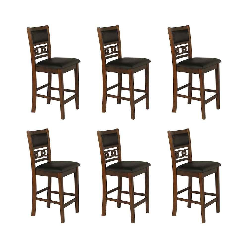 Gia Wood Counter Dining Chair in Brown (Set of 6). Picture 1