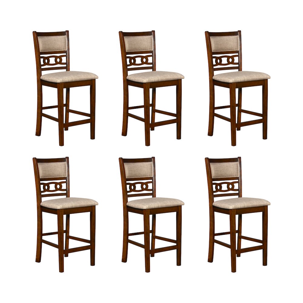 Gia Wood Counter Dining Chair in Cherry (Set of 6). Picture 1