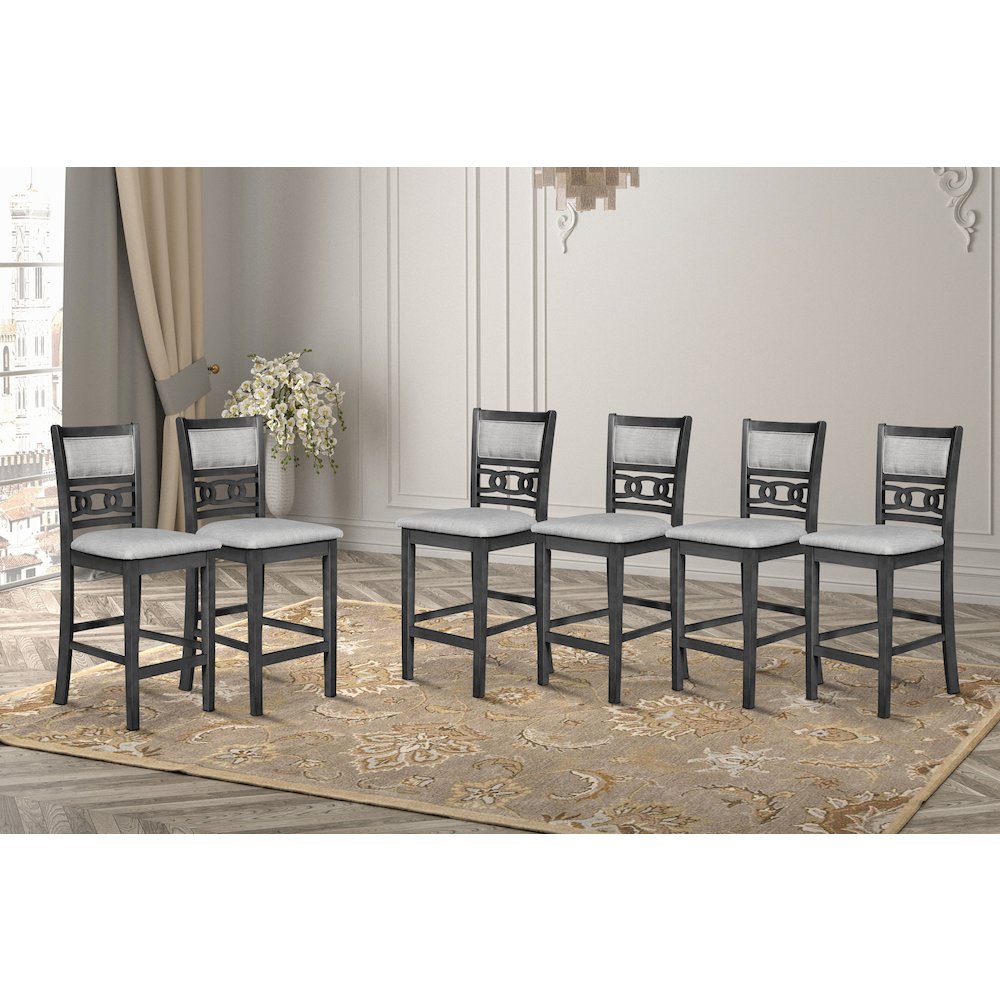 Gia Wood Counter Dining Chair in Gray (Set of 6). Picture 2