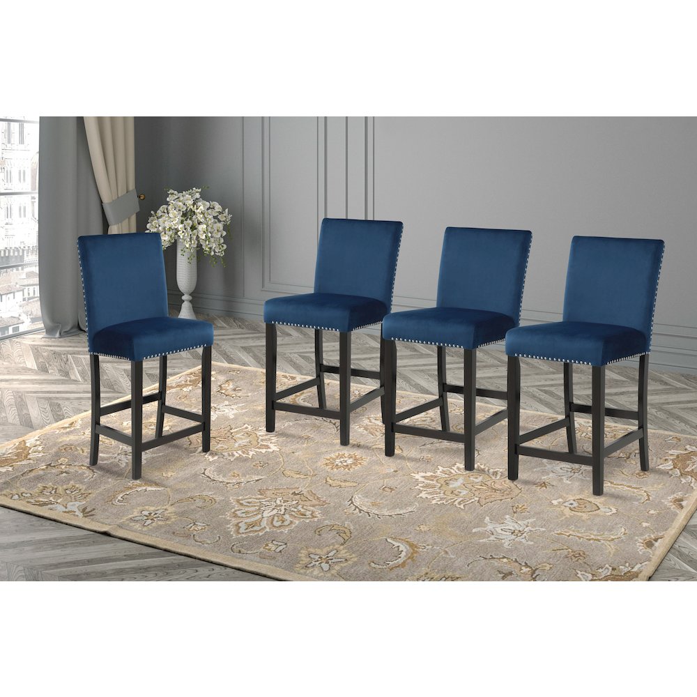 Celeste Wood Counter Chair in Blue (Set of 4). Picture 2