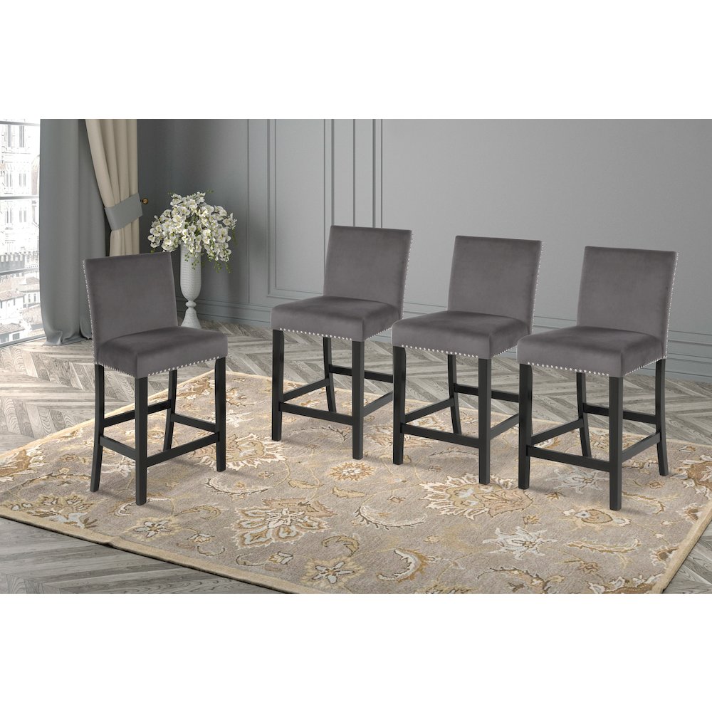Celeste Wood Counter Chair in Gray (Set of 4). Picture 2