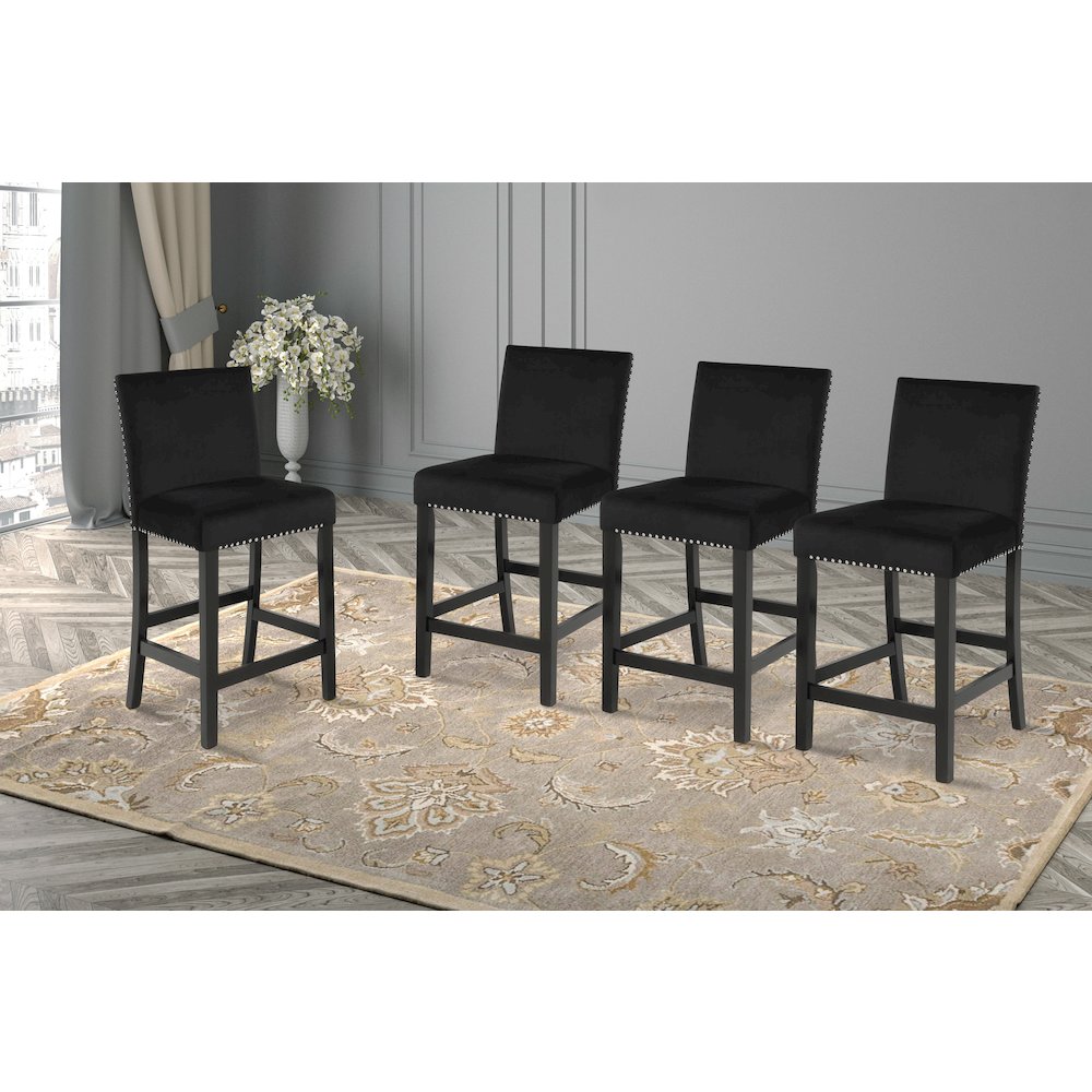 Celeste Wood Counter Chair in Black (Set of 4). Picture 2
