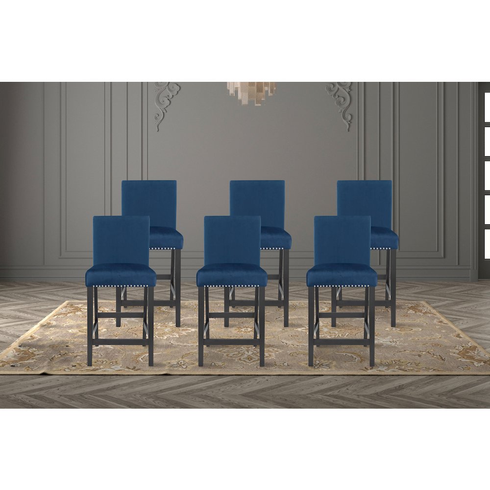 Celeste Wood Counter Chair in Blue (Set of 6). Picture 2