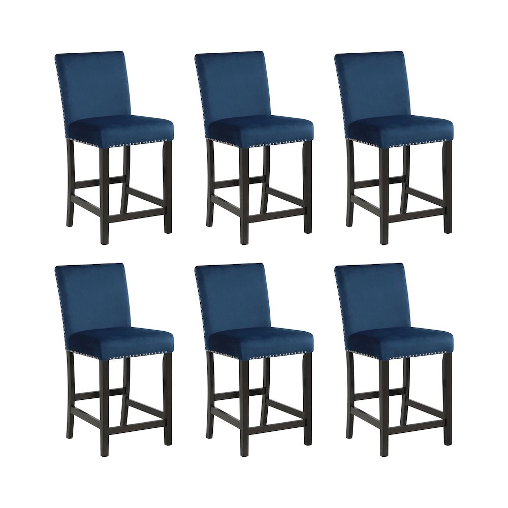 Celeste Wood Counter Chair in Blue (Set of 6). Picture 1