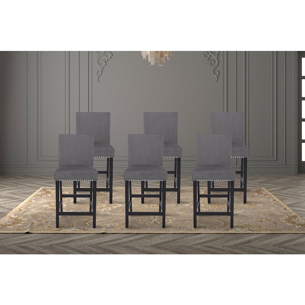 Celeste Wood Counter Chair in Gray (Set of 6). Picture 2