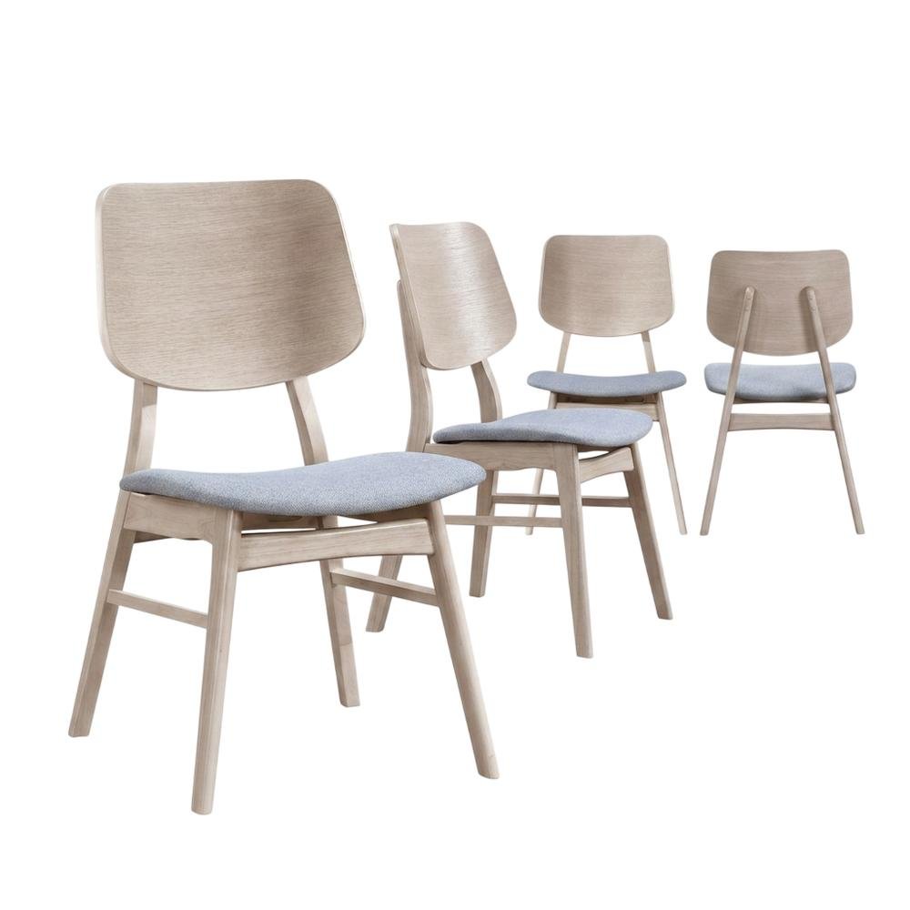 Solid Wood Upholstered Dining Chairs for Kitchen and Dining Room, Gray, Set of 4. Picture 1