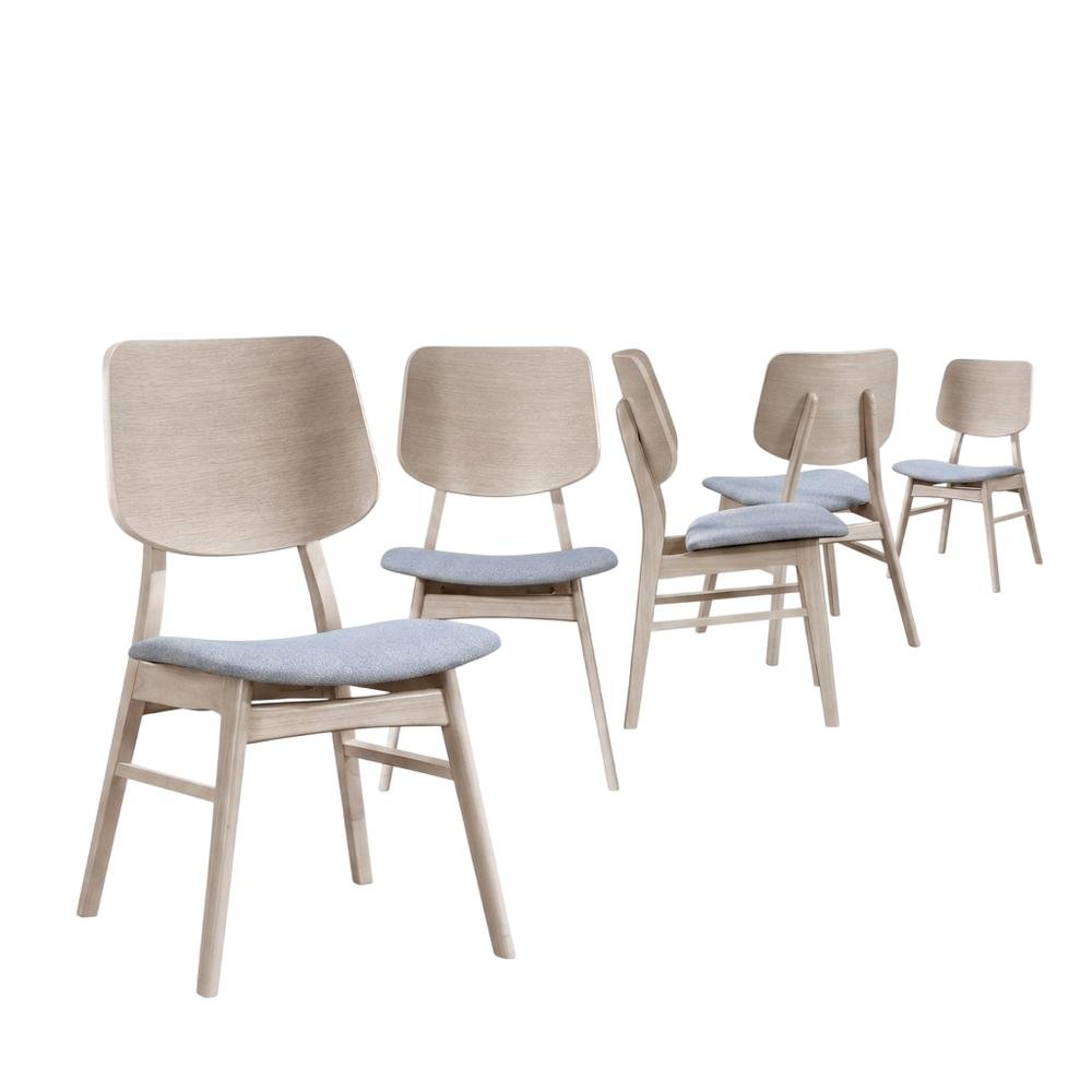 Fabric-Upholstered Wood Dining Chairs for Kitchen and Dining Room, Set of 6. Picture 1