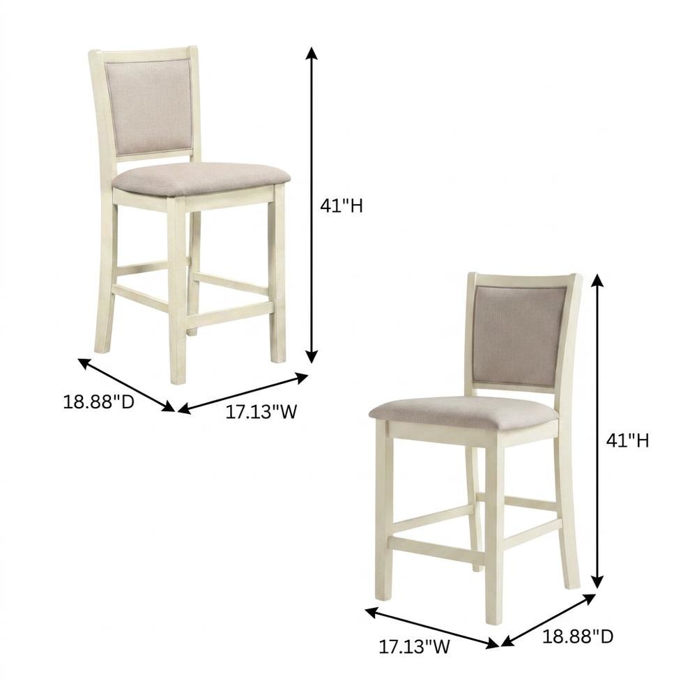 Solid Wood Counter Height Bar Stools with Polyester Upholstered Seats, Set of 4. Picture 5