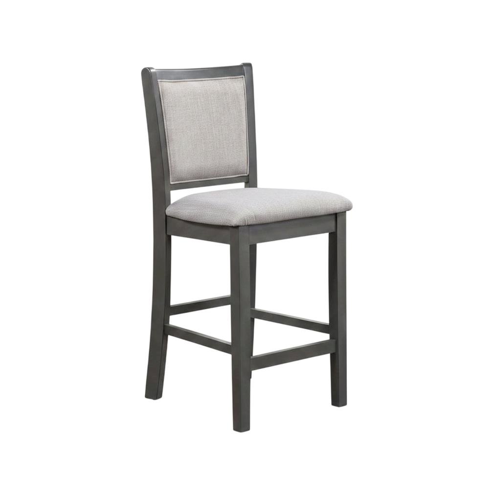 Solid Wood Counter Height Bar Stools with Polyester Upholstered Seats, Set of 4. Picture 3