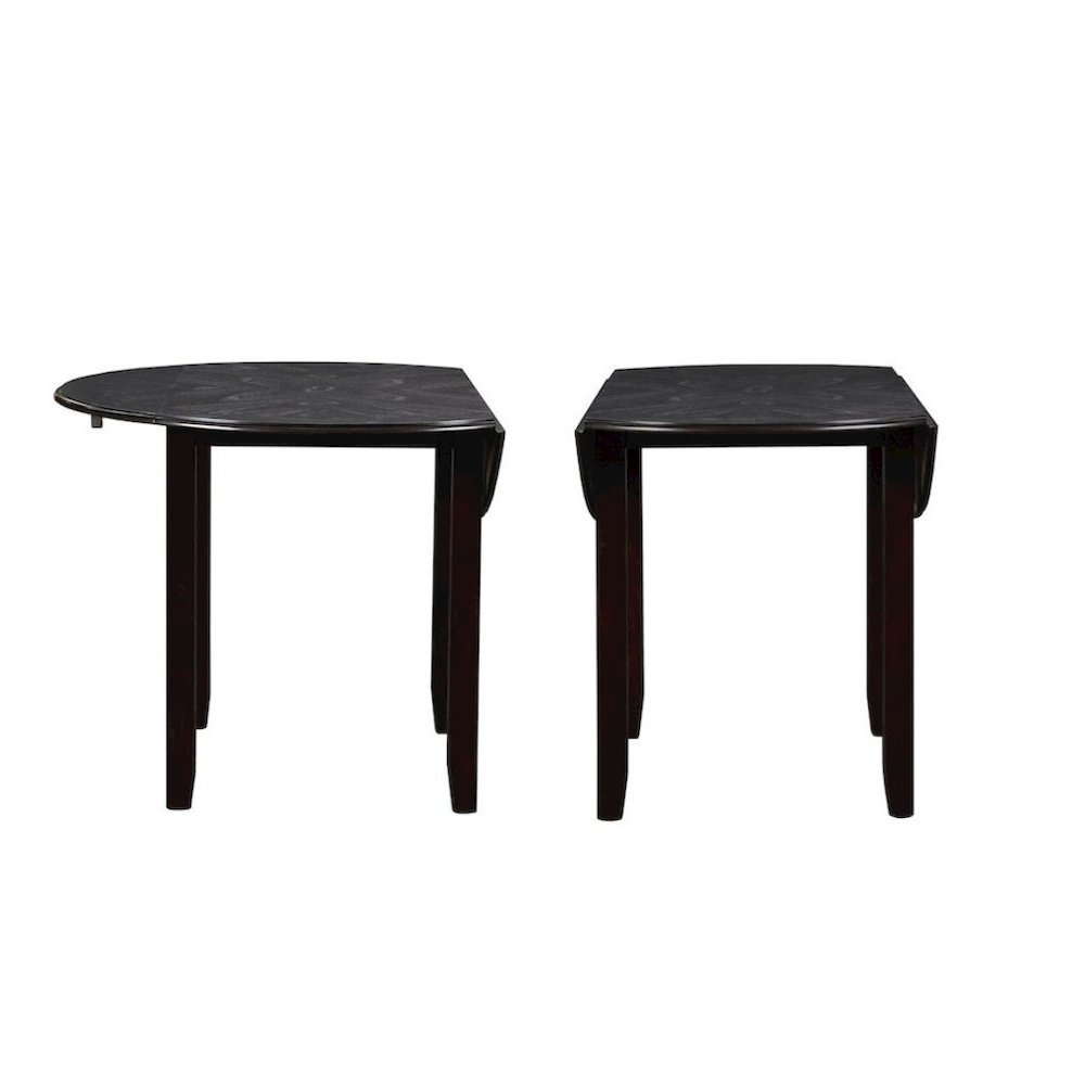 Brown Drop Leaf Table and Chairs Set, Compact Round Dining Table with 2 Chairs. Picture 6