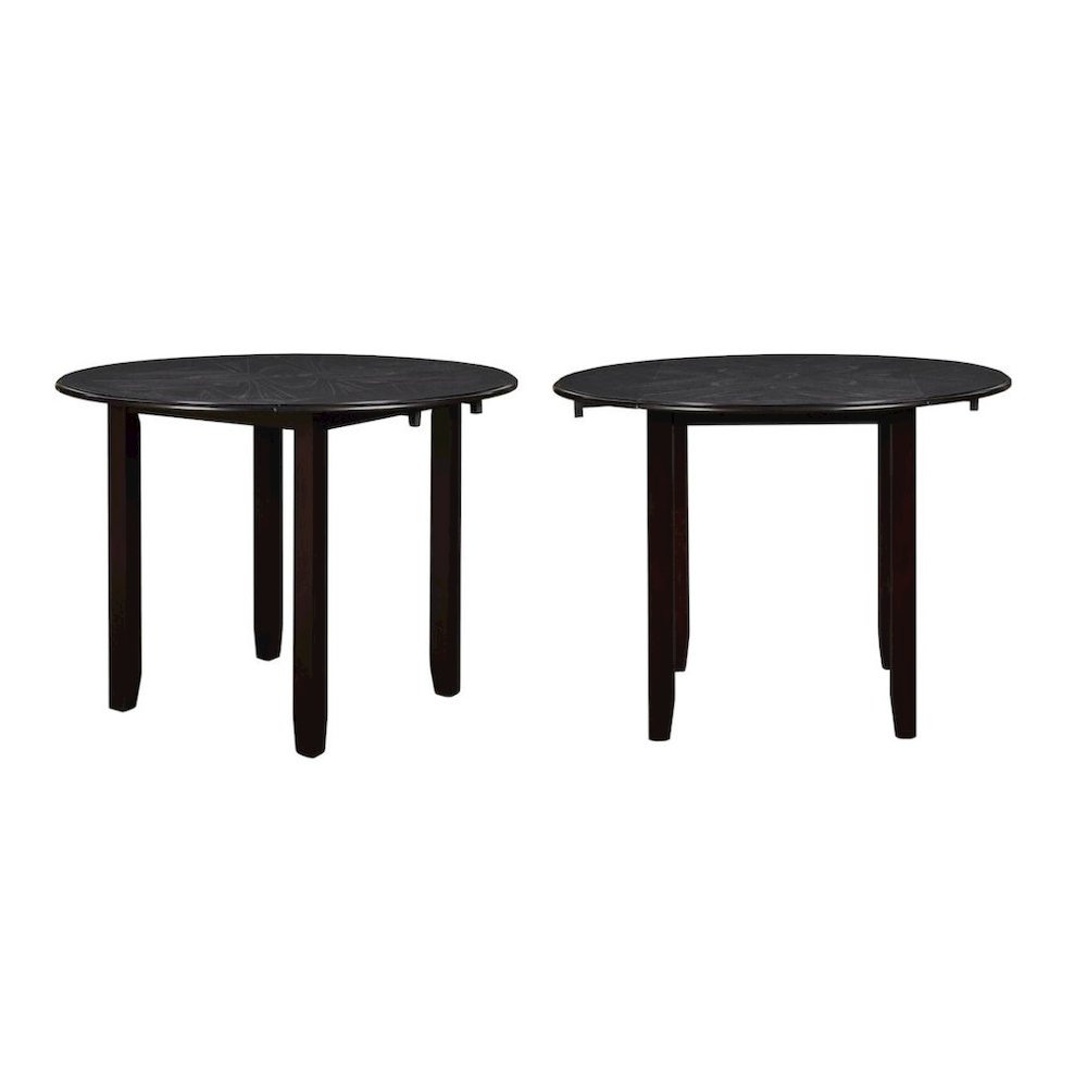 Brown Drop Leaf Table and Chairs Set, Compact Round Dining Table with 2 Chairs. Picture 7