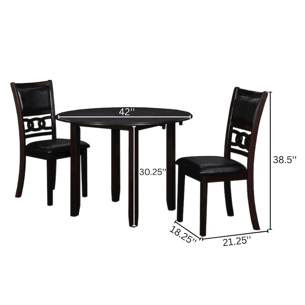 Brown Drop Leaf Table and Chairs Set, Compact Round Dining Table with 2 Chairs. Picture 8