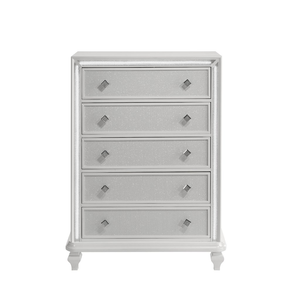 Stardust  Wood 5-Drawer Chest, White. Picture 3