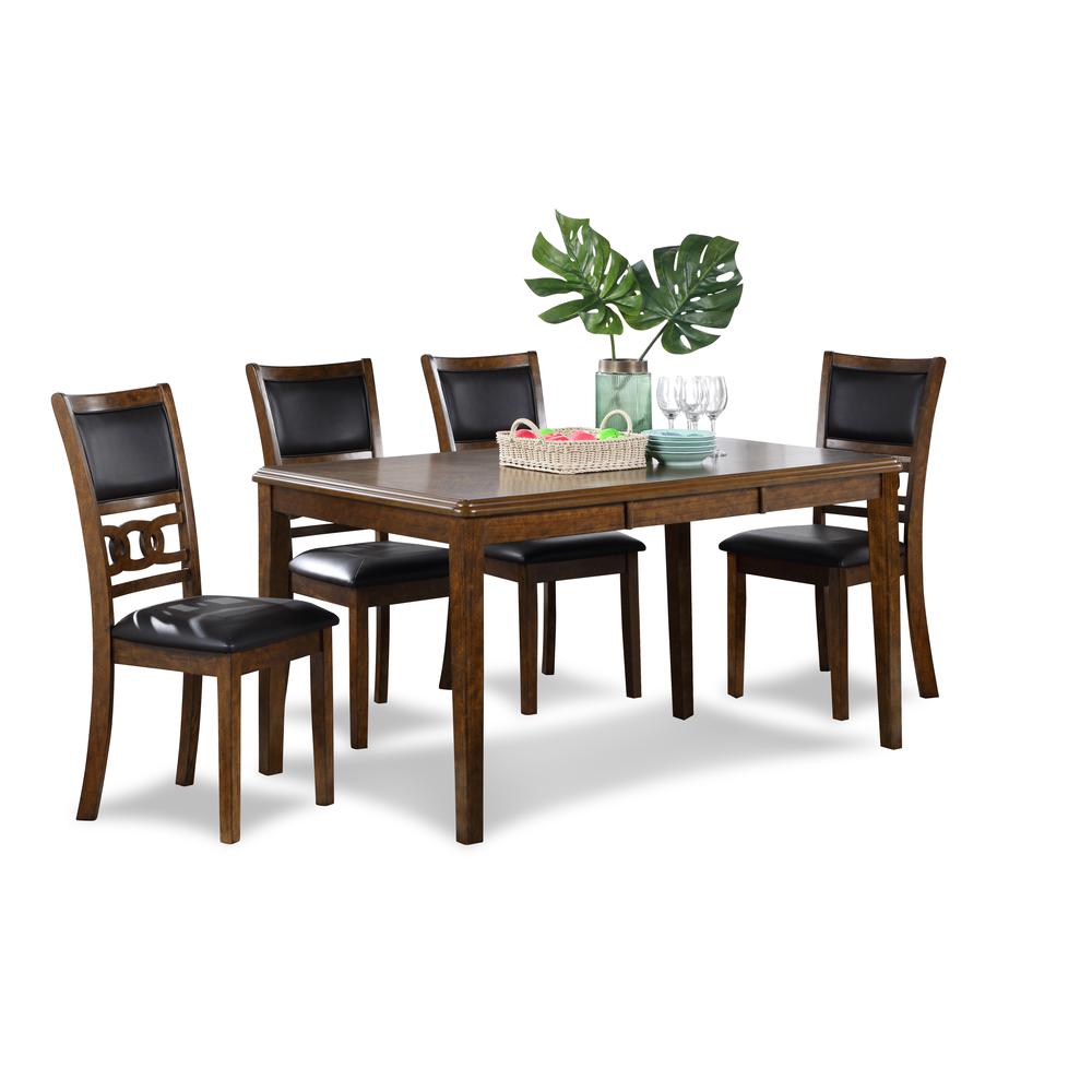 Gia 6 Pc Dining Table, 4 Chairs & Bench -Brown. Picture 3