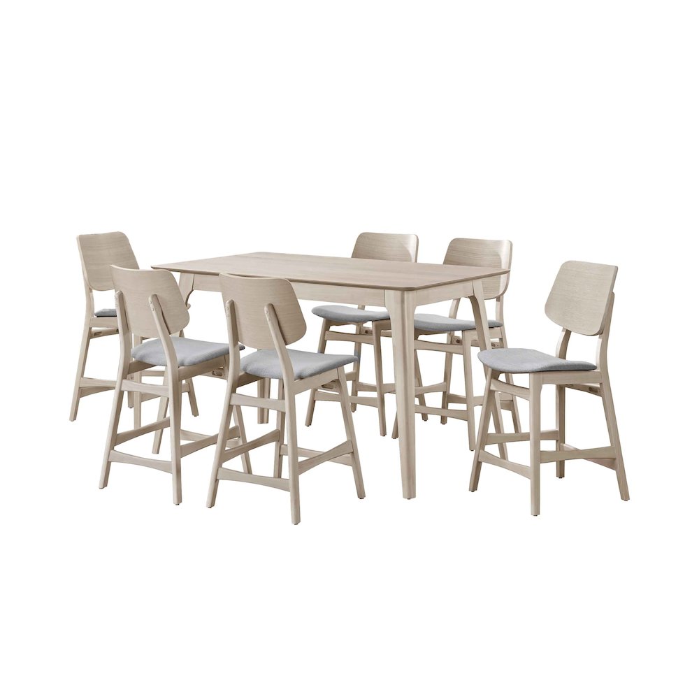 Oscar 7-piece Wood Counter Dining Set in White Ash. Picture 1