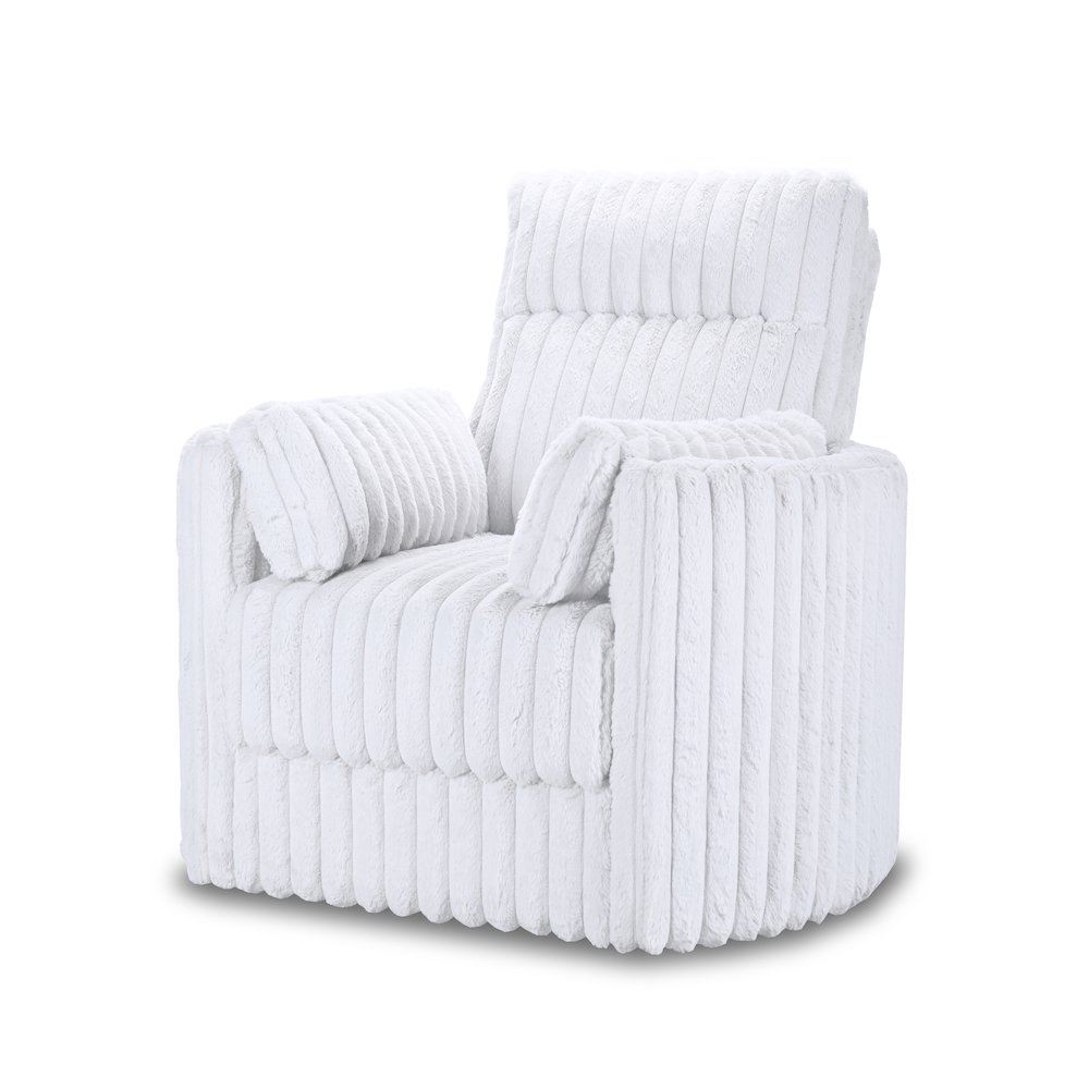 Embrace Fabric Swivel Accent Chair, White. Picture 1