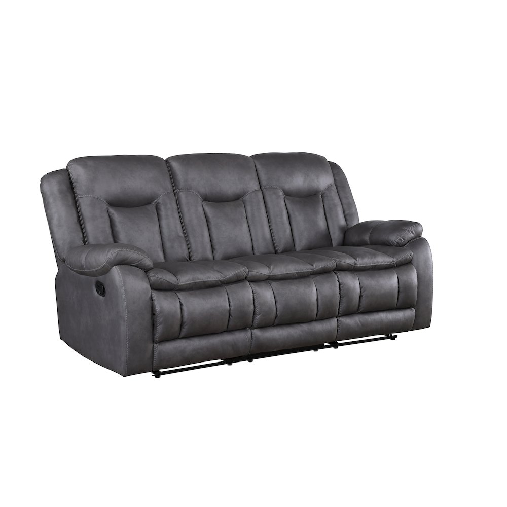 Morello Fabric Sofa with Dual Recliners, Gray. Picture 1