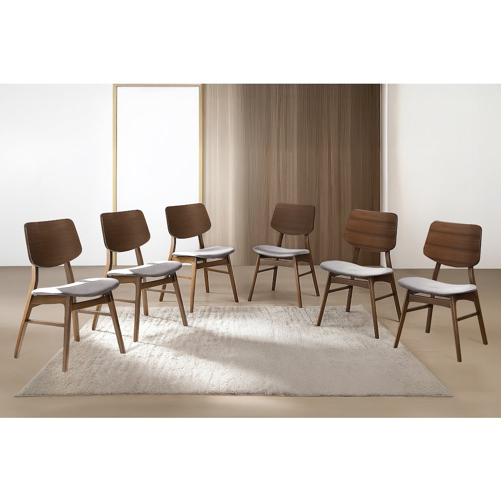 Oscar Wood Dining Chair in Walnut/Dark Gray (Set of 6). Picture 2