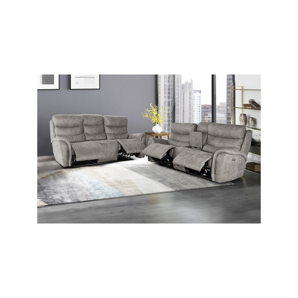 Kamari 2-Piece Fabric Power Living Room Set, Gray. Picture 13