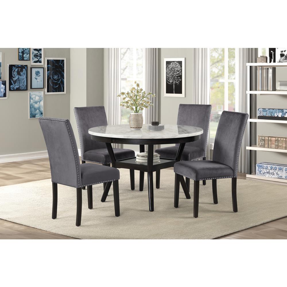 Furniture Celeste Faux Marble & Wood Dining Table in Espresso. Picture 11