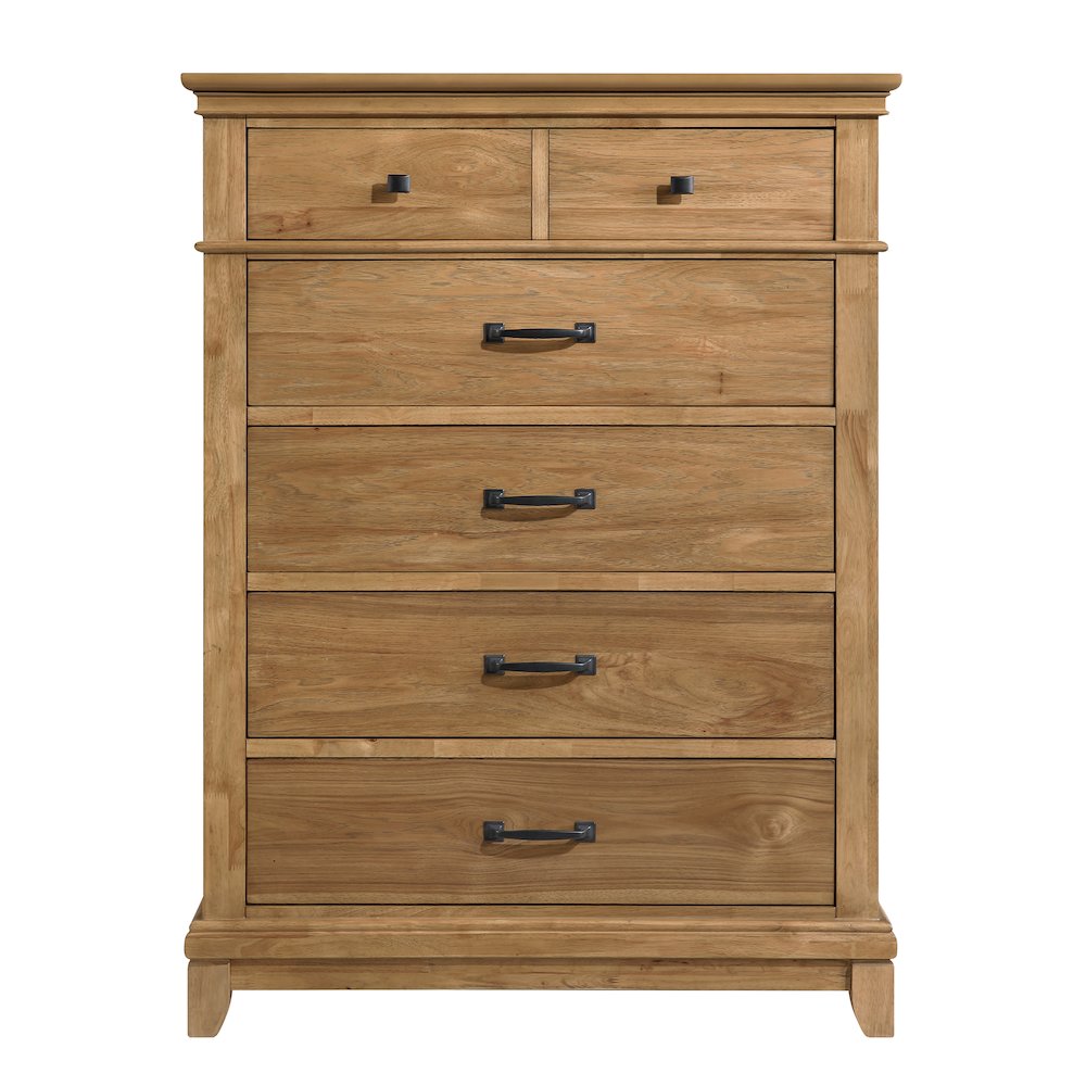 Sunstone Wood 5-Drawer Chest in Honey Brown. Picture 2