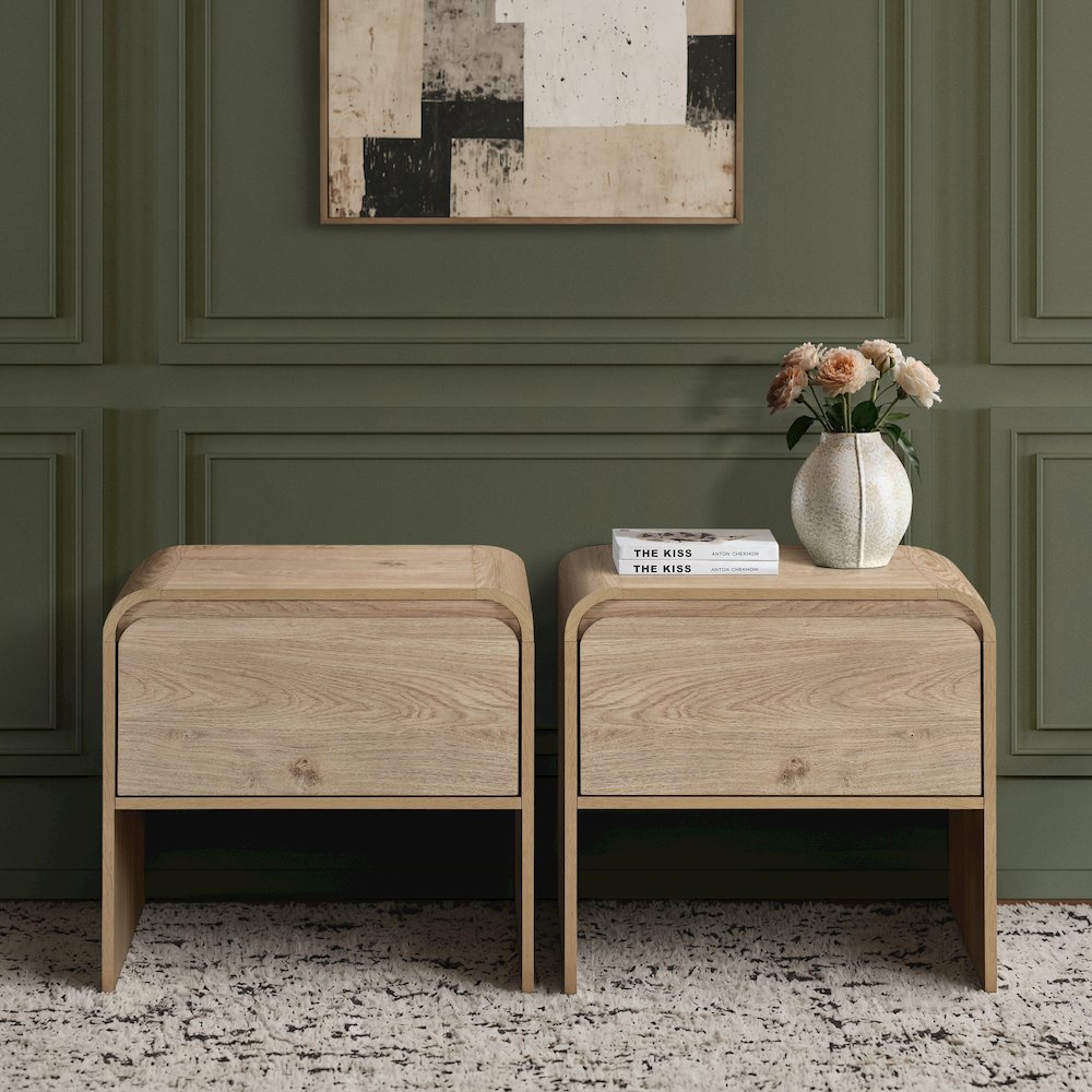 Mara 2-Piece Wood End Table/Bedside Table in Natural. Picture 8