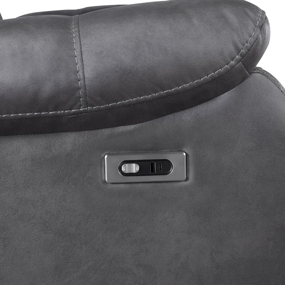 Morello Fabric Console Loveseat w/ Power Footrest, Gray. Picture 5