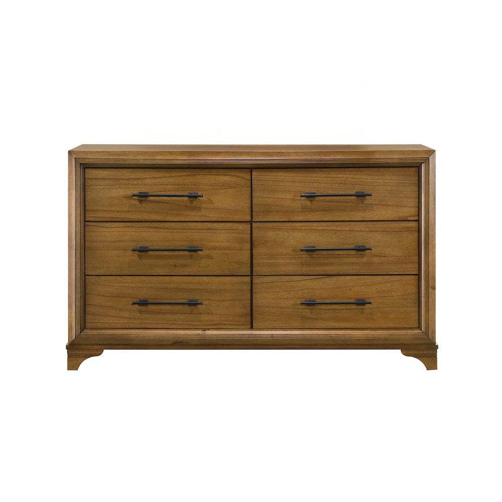 Talcott Wood 6-Drawer Dresser in Honey/Brown. Picture 3