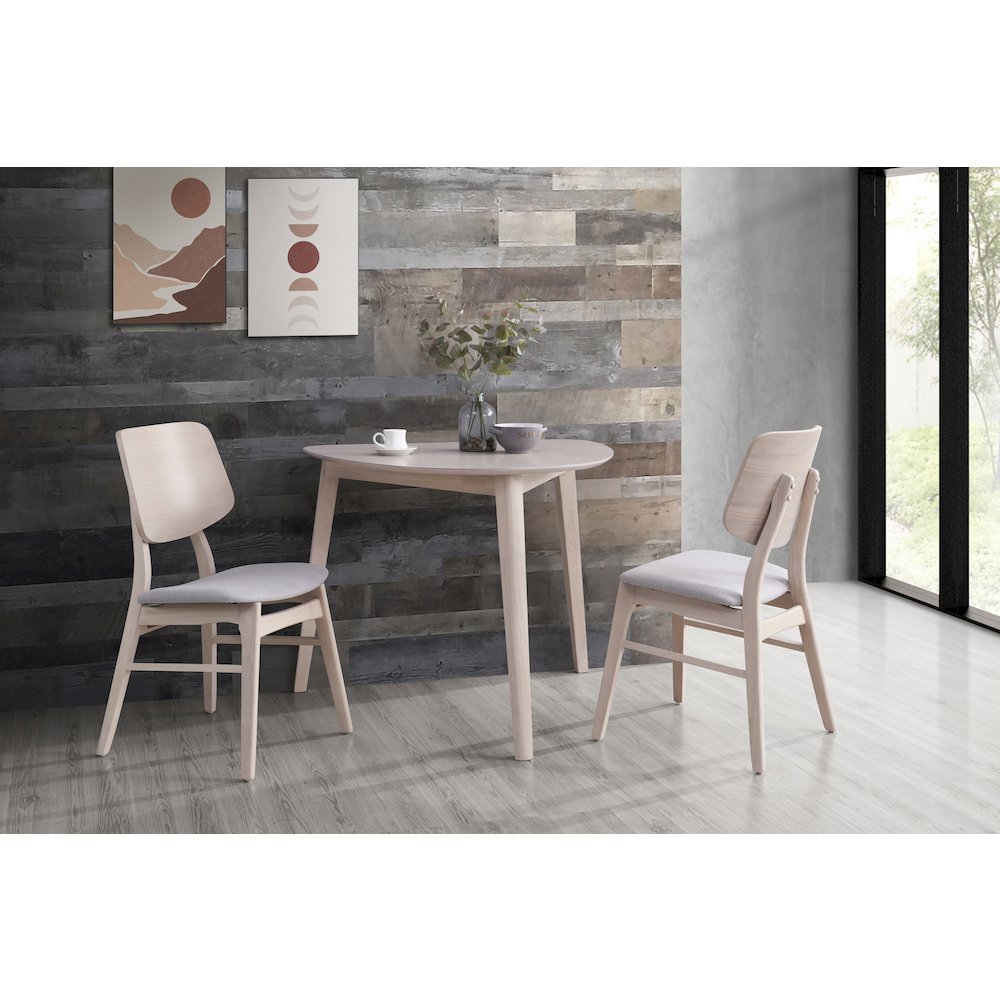 Oscar 3-piece Wood Dining Set, White Ash. Picture 11