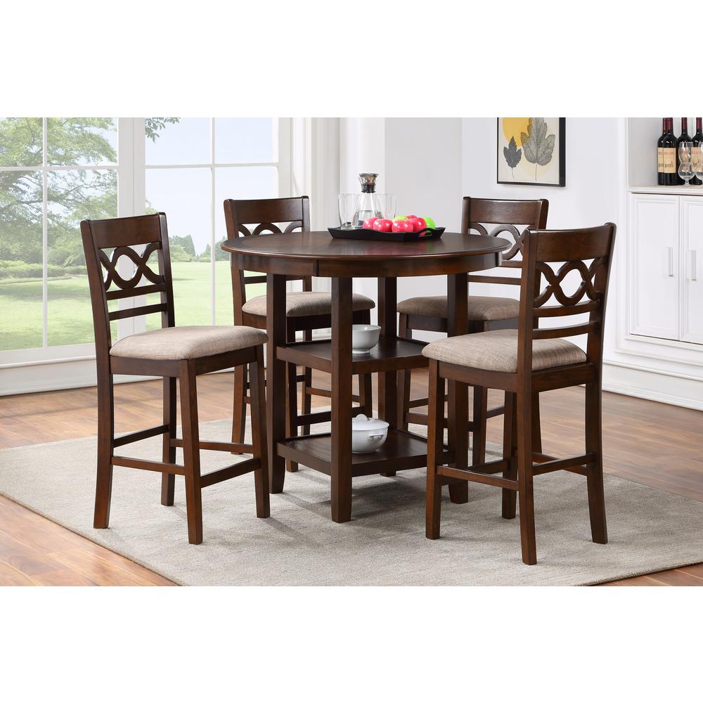 Furniture Cori 5-Piece Solid Wood Counter Set in Brown. Picture 2