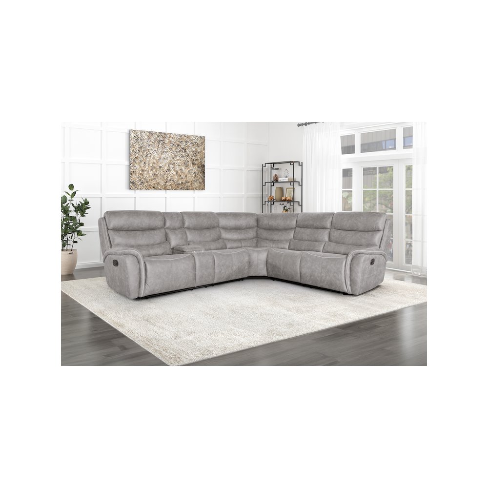 Kamari 3-Piece Polyester Fabric Manual Sectional Set, Gray. Picture 13