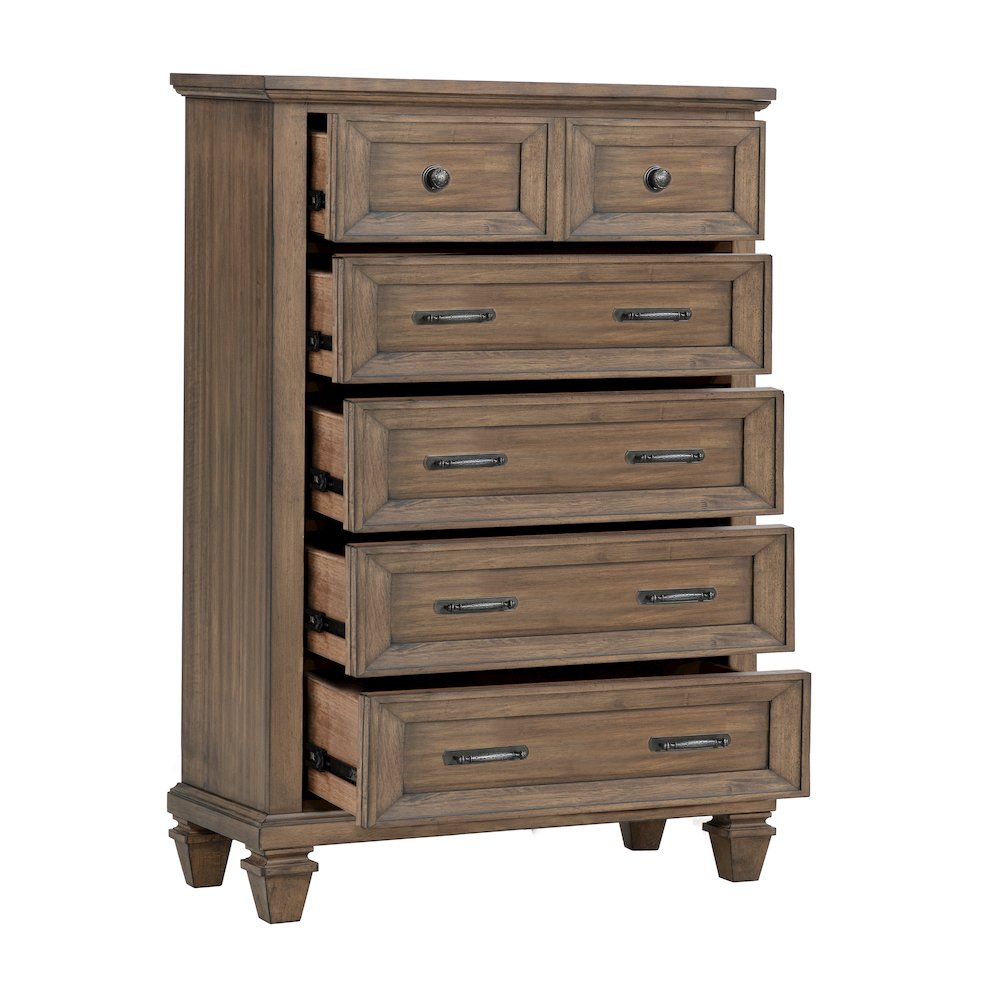 Mariana Wood 5-Drawer Chest, Vintage Mocha. Picture 4