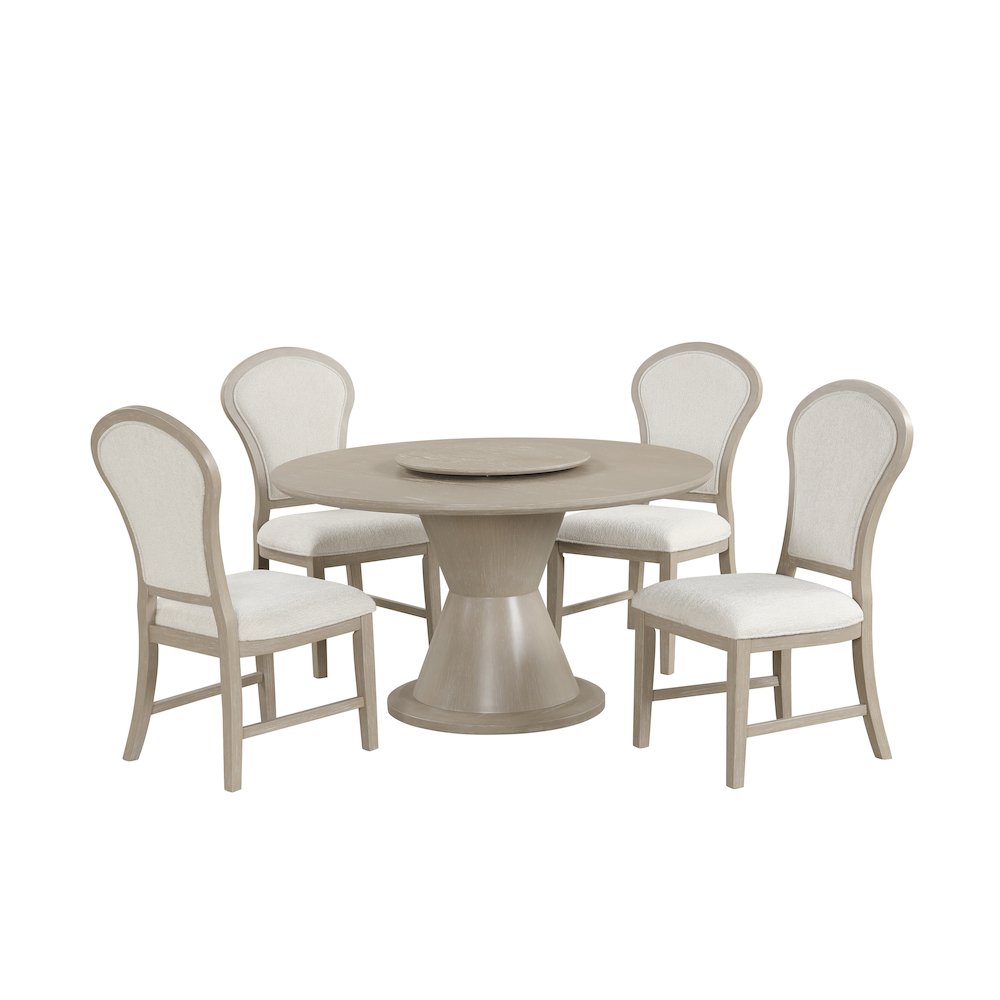 Gwendolyn 5-Pc Wood Round Dining Set w Chairs in Taupe. Picture 1