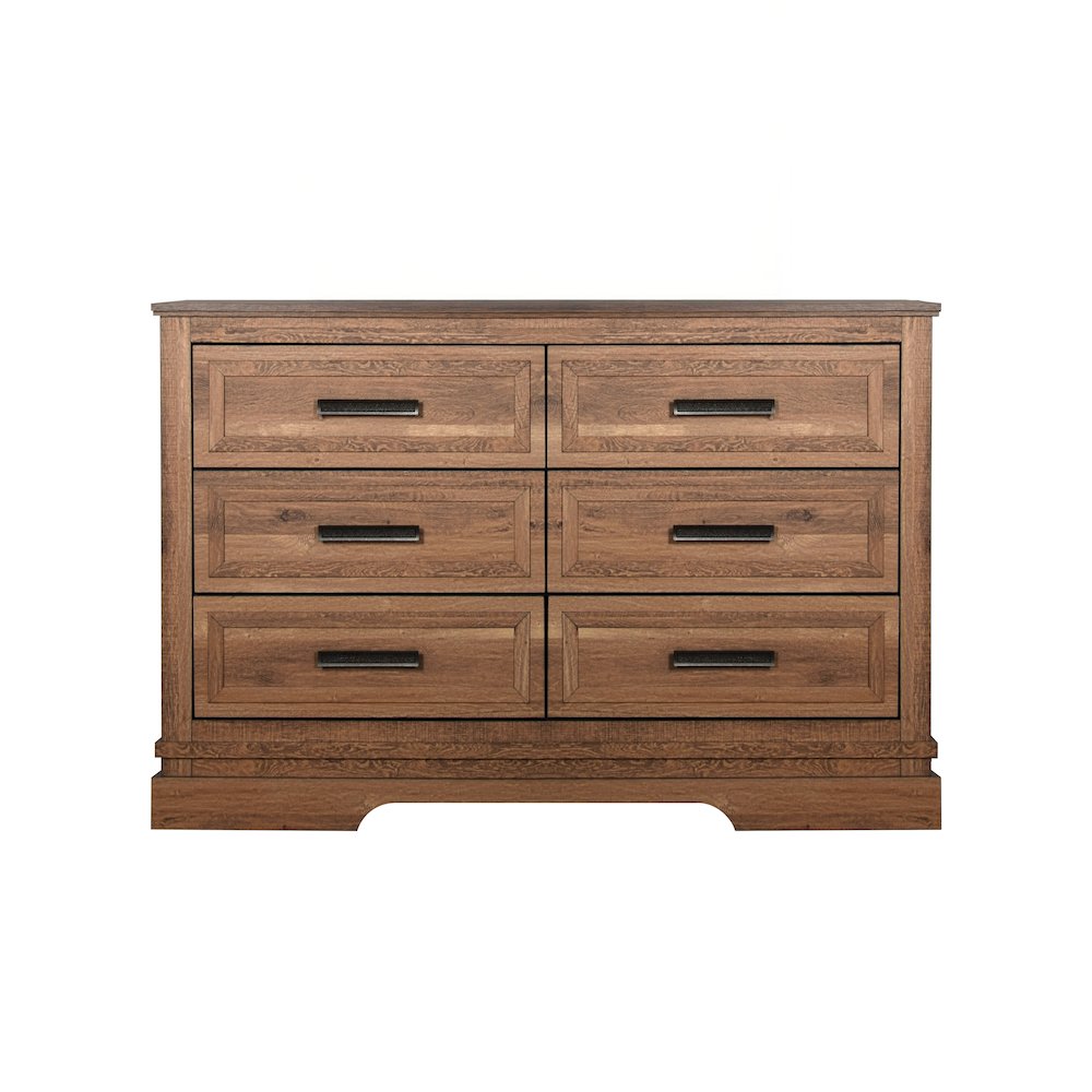Coventry Hall Wood 6-Drawer Dresser in Pecan. Picture 2