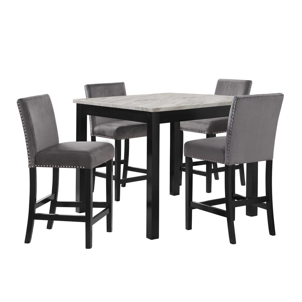 Furniture Celeste 5-Piece Faux Marble & Wood Counter Set in Gray. Picture 1