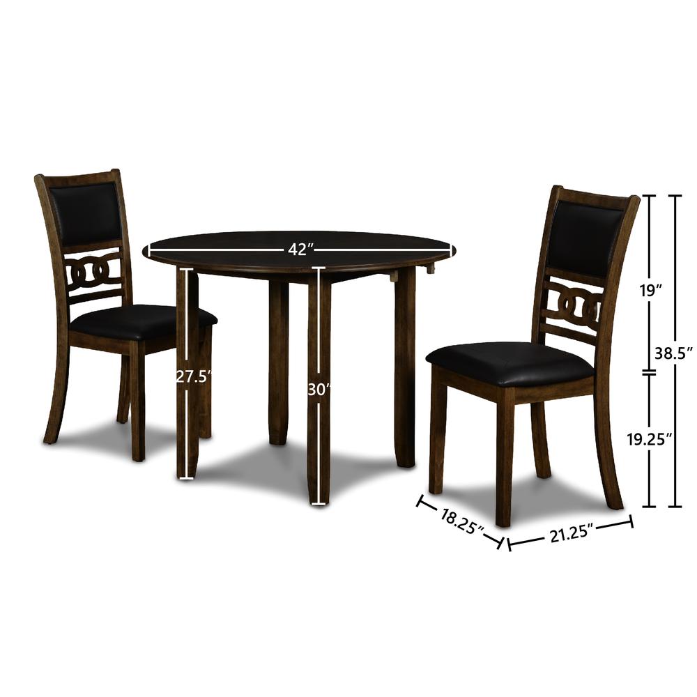 Furniture Gia Solid Wood Dining Drop Leaf Table 2 Chairs in Brown. Picture 6