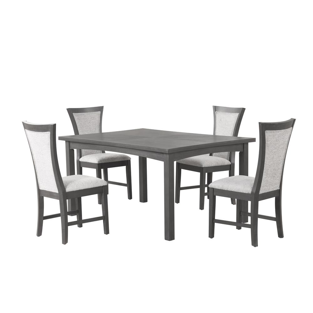Flair  60" Dining Table & 4 Chairs (5 Pc Set)-Gray. Picture 1