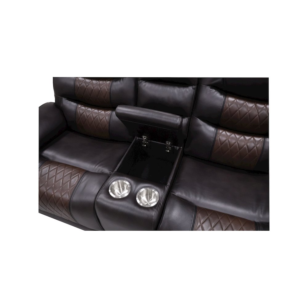 Nikko 2-Piece Faux Leather Power Living Room Set, Brown. Picture 5